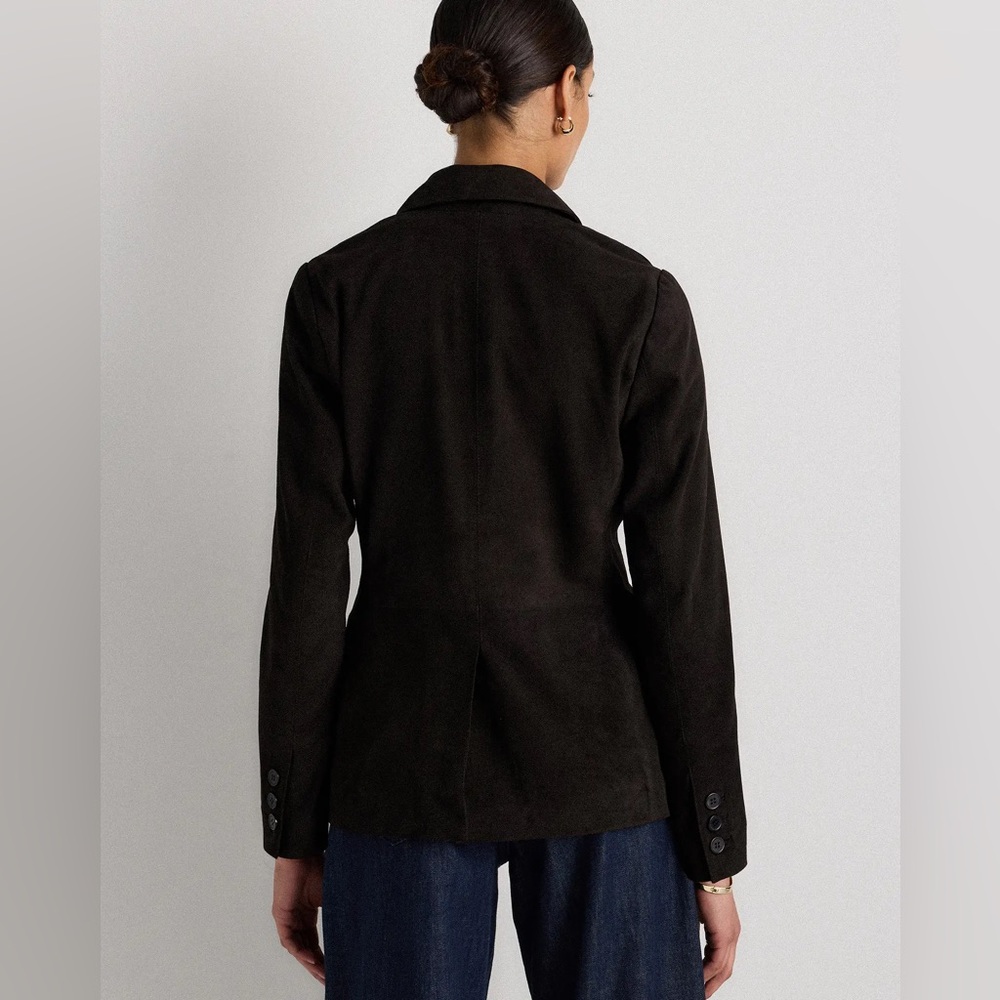 Quince Women 100% Suede Blazer Charcoal Black S‎ - Picture 5 of 9